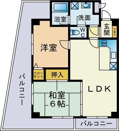 ウェルス春日(2LDK/2階)の間取り写真