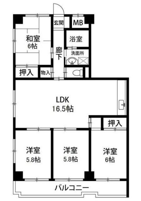 PLENDY矢部さくら通(4LDK/8階)の間取り写真