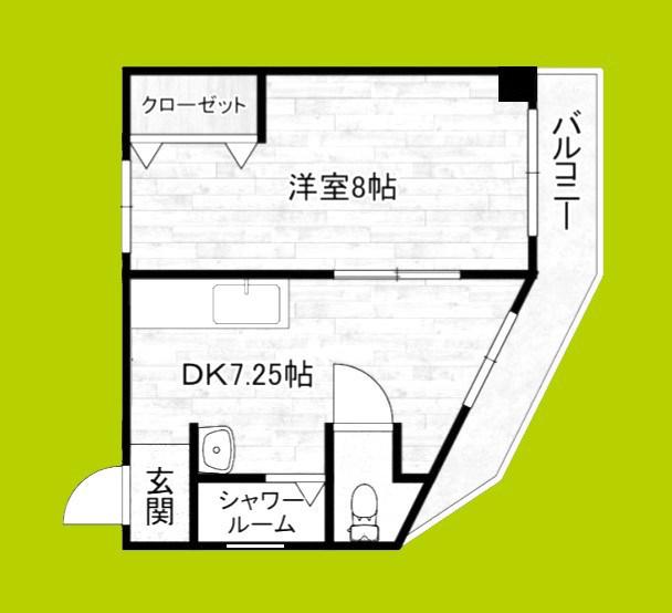 第1矢森マンション(1DK/4階)の間取り写真