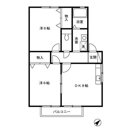 フォン・ブラウン(2DK/2階)の間取り写真