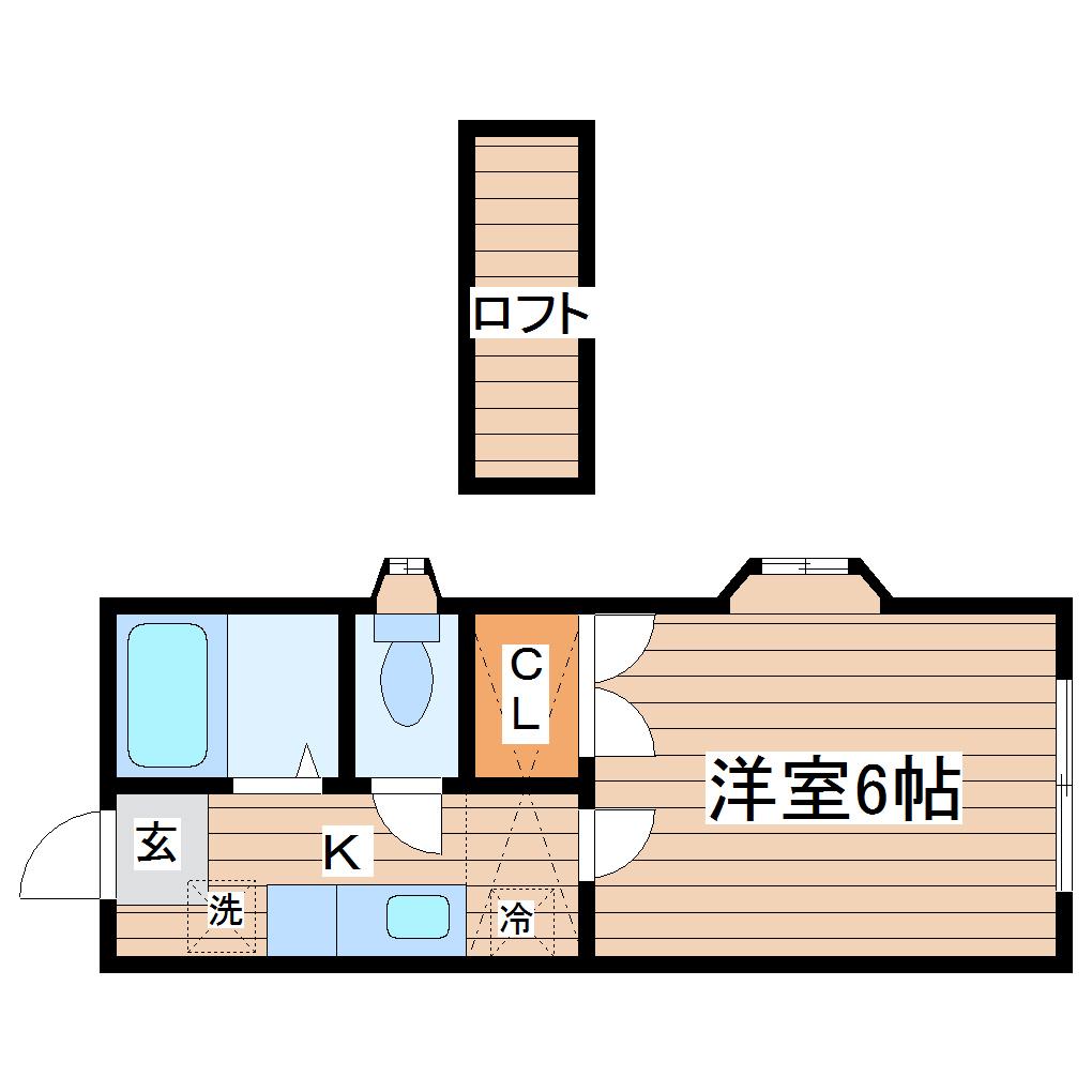 ホワイトキャッスル八乙女I(1K/2階)の間取り写真