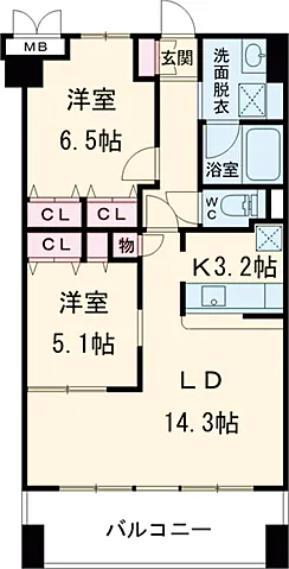 ロングエイトIII(2LDK/7階)の間取り写真
