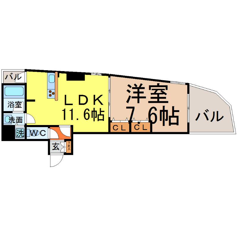 さくら HILLS 富士見(1LDK/4階)の間取り写真