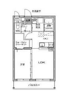 クオーレ日岡(1LDK/3階)の間取り写真