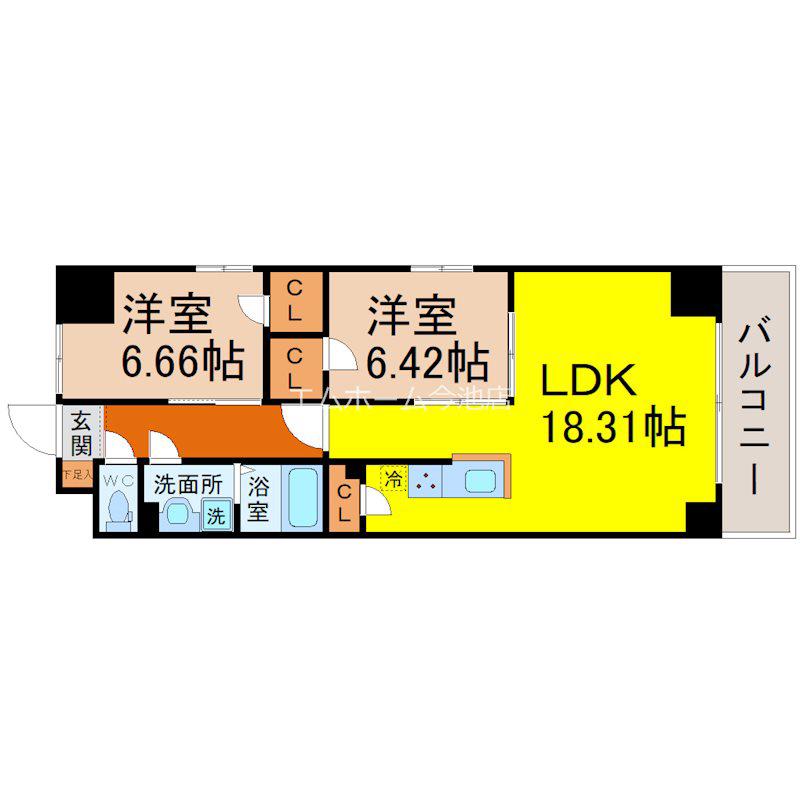 S-FORT鶴舞ARTS(2LDK/6階)の間取り写真