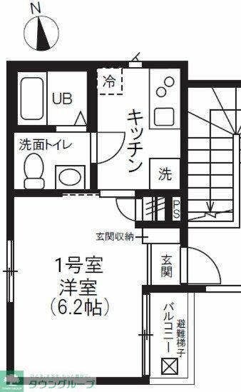ディーアパートメントII(1K/1階)の間取り写真