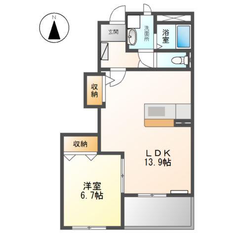 メルヴェールB(1LDK/1階)の間取り写真