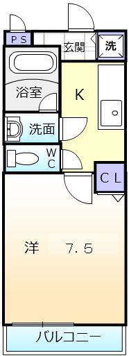 フジパレス シェソワ土塔(1K/1階)の間取り写真