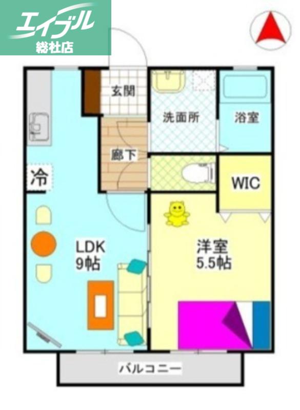 ビバリースクエアB(1LDK/2階)の間取り写真