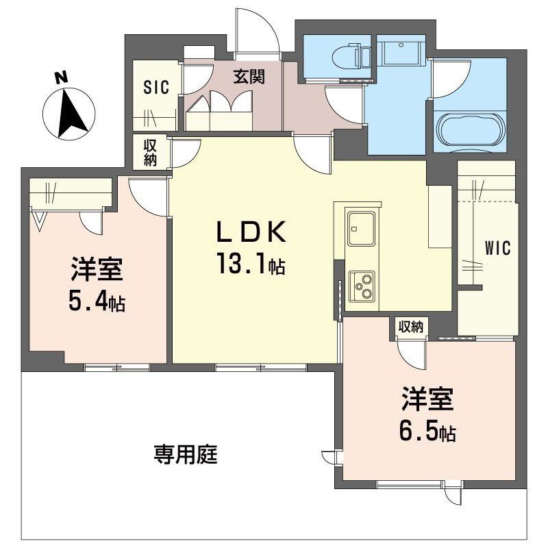 ルセア・クラリスタ(2LDK/1階)の間取り写真