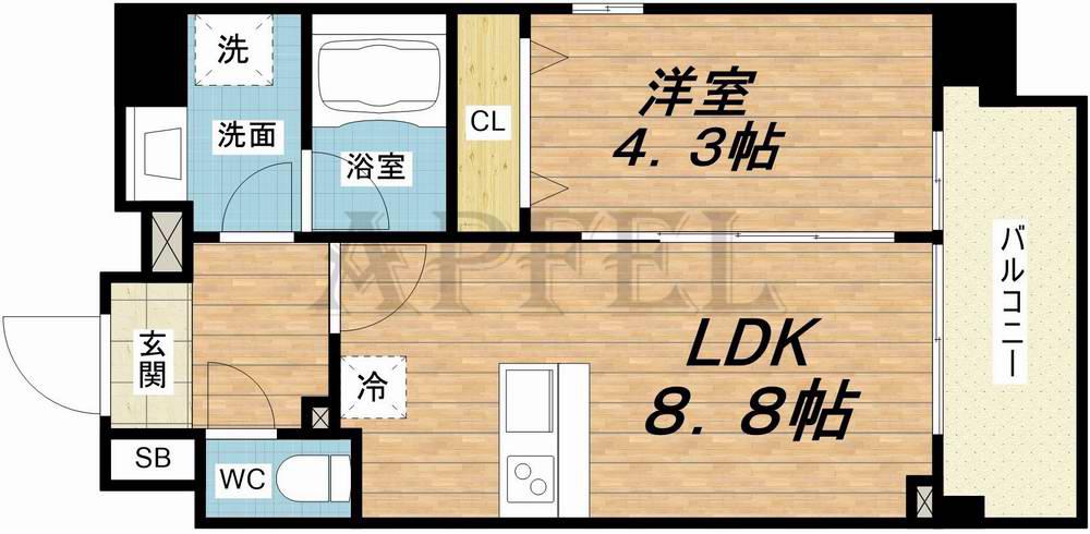 ハイデンス梅ヶ枝(1LDK/2階)の間取り写真