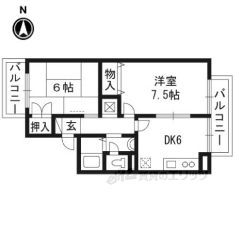 エクレール松尾(2DK/2階)の間取り写真