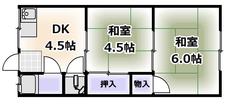 シャトレロジェ(2DK/4階)の間取り写真