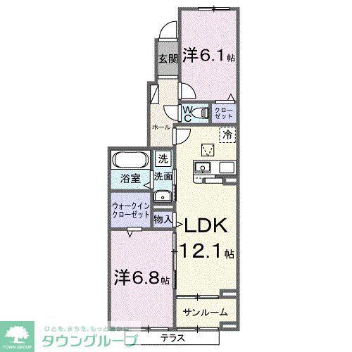 メゾン・リュエルアルファ(2LDK/1階)の間取り写真