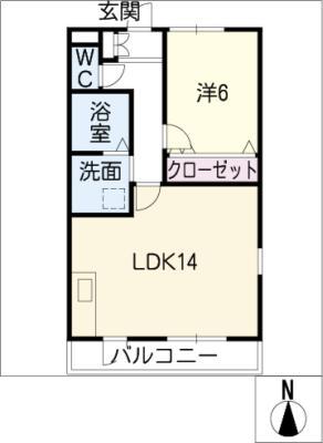 フェリス昇利(1LDK/2階)の間取り写真