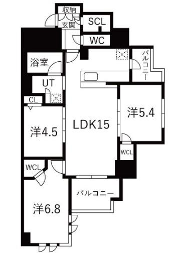 プレサンスロジェ桜通代官町(3LDK/10階)の間取り写真