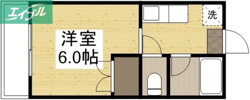 あるふぁII(1K/2階)の間取り写真