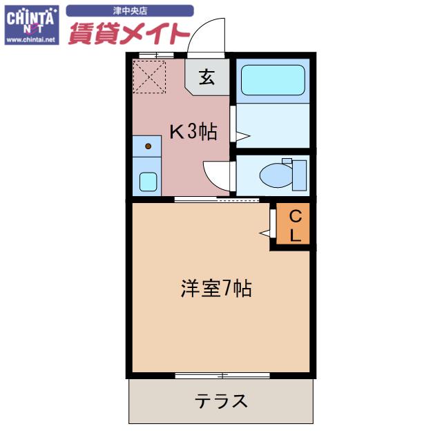 ハイツサンリバー(1K/1階)の間取り写真