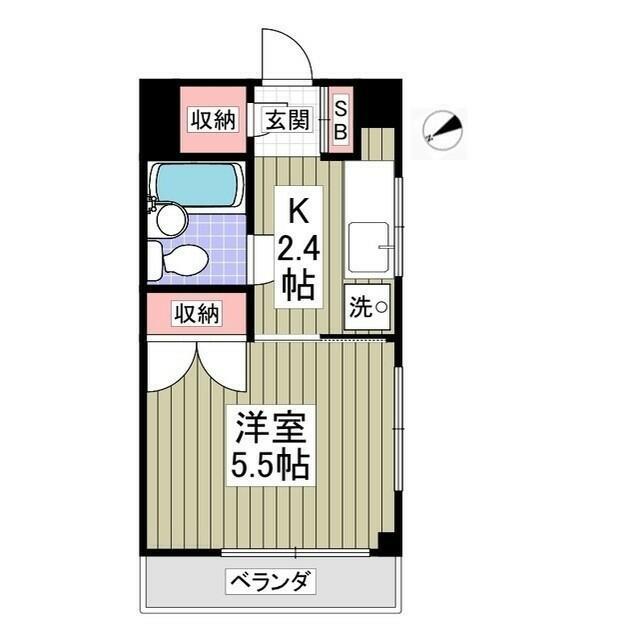 ヒルズ白楽(1K/2階)の間取り写真