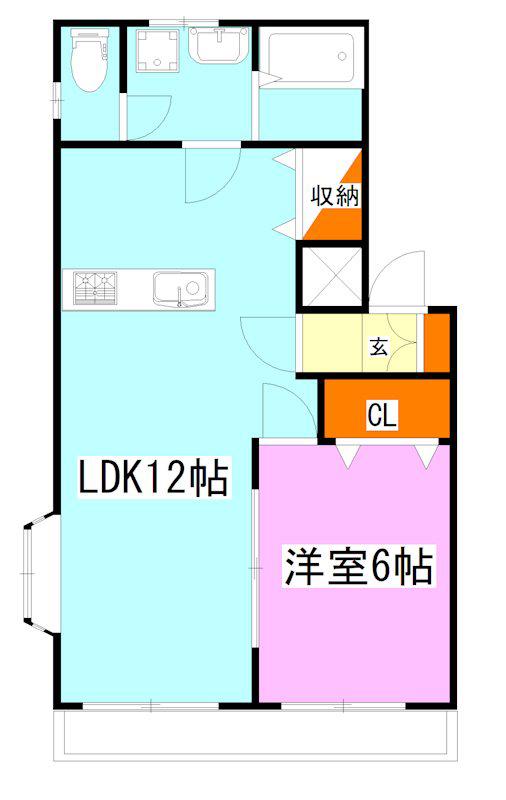 小谷野ハイツ(1LDK/2階)の間取り写真