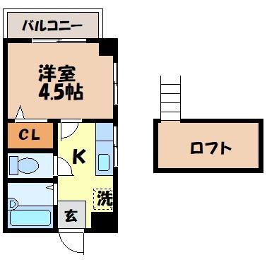 フカイフラット II(1K/3階)の間取り写真
