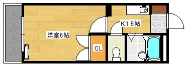 アルヴェール庚午(1K/2階)の間取り写真