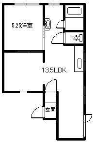 輝コーポ(1LDK/1階)の間取り写真