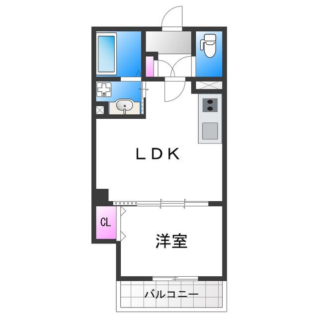 セレニティ長吉出戸(1LDK/2階)の間取り写真