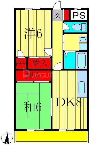 レジデンスサクラ(2DK/3階)の間取り写真
