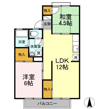 コーポ秋月(2LDK/2階)の間取り写真