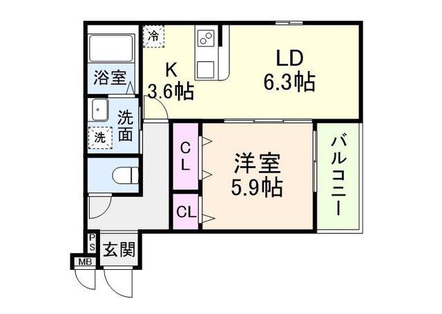 グランシールIII番館(1LDK/1階)の間取り写真