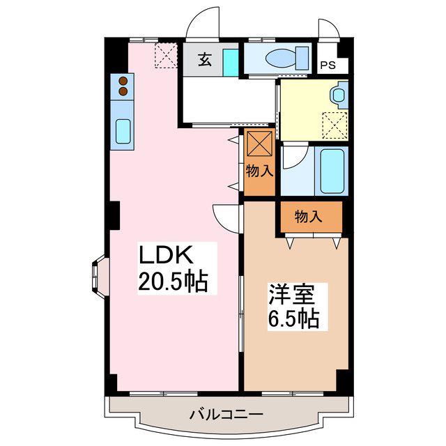 ユーイン井川城(1LDK/7階)の間取り写真