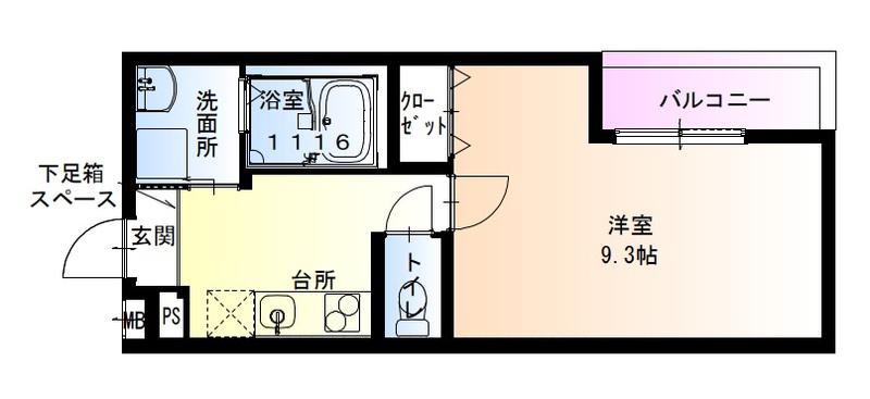フジパレス上野芝III番館(1K/1階)の間取り写真
