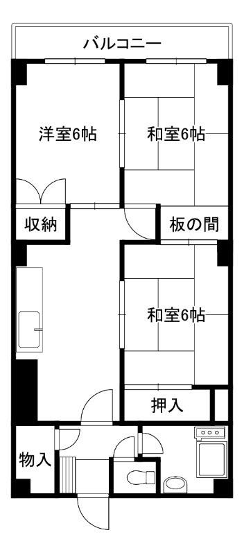 常緑ハイツ(3DK/4階)の間取り写真