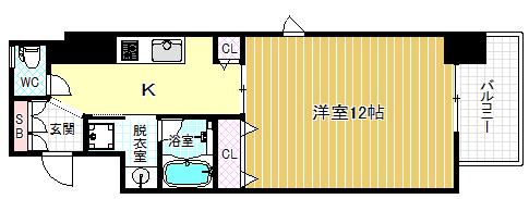 KHKコート西野田(1K/8階)の間取り写真