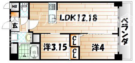 プレジデンスざ京(2LDK/10階)の間取り写真