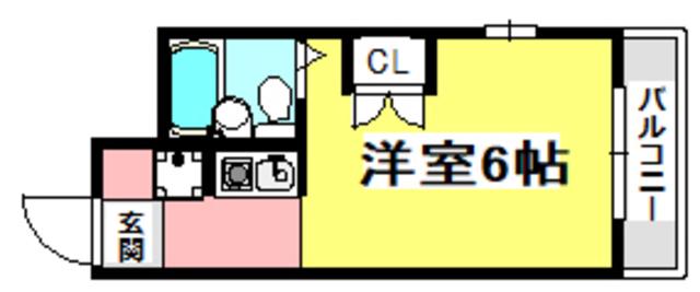 リブ山手(ワンルーム/2階)の間取り写真
