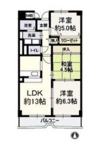 フローラル橘(3LDK/2階)の間取り写真