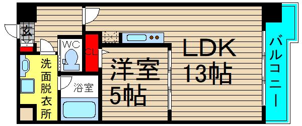 グランシス天満橋(1LDK/4階)の間取り写真