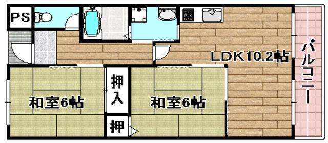 マンション晃苑(2LDK/2階)の間取り写真