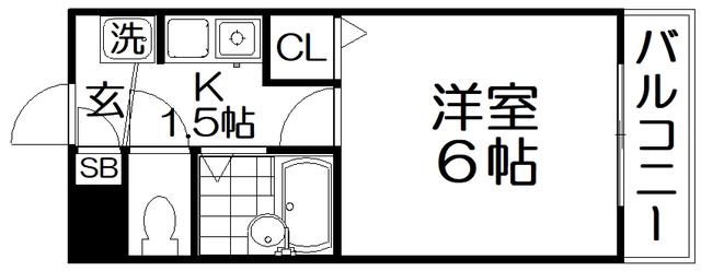 フリーディオ寝屋川(1K/3階)の間取り写真