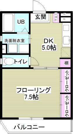 クレア上尾(1DK/1階)の間取り写真