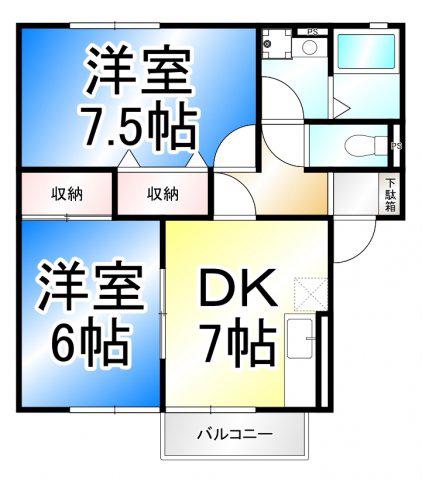 トミユウ・ボラタ(2DK/1階)の間取り写真