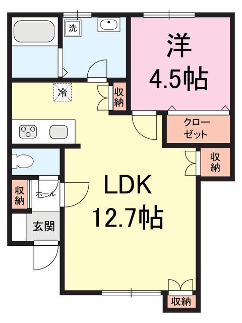 パーク・ユーソニア(1LDK/1階)の間取り写真