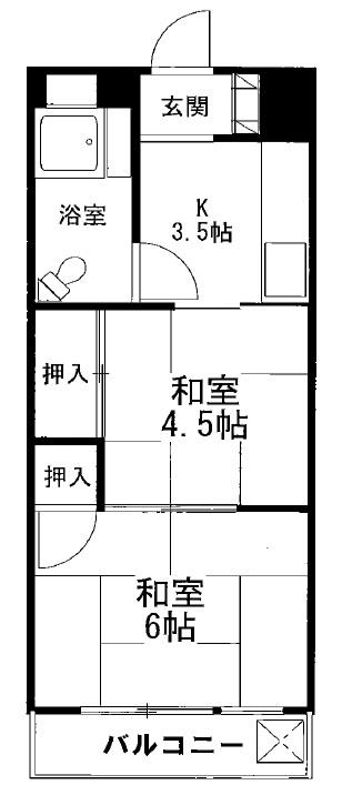 丸美マンション(2K/3階)の間取り写真