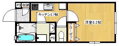 ドルチェ桜橋(1K/2階)の間取り写真