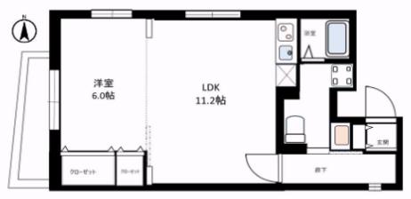 KI-FLAT東陽町(1LDK/4階)の間取り写真
