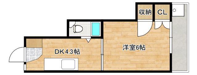 柳川ビル(1DK/4階)の間取り写真
