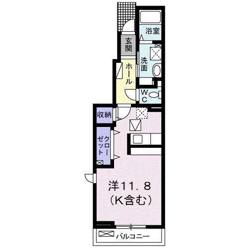 グランデマーレ(ワンルーム/1階)の間取り写真