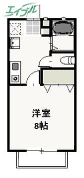 ライフベルクA(1K/2階)の間取り写真